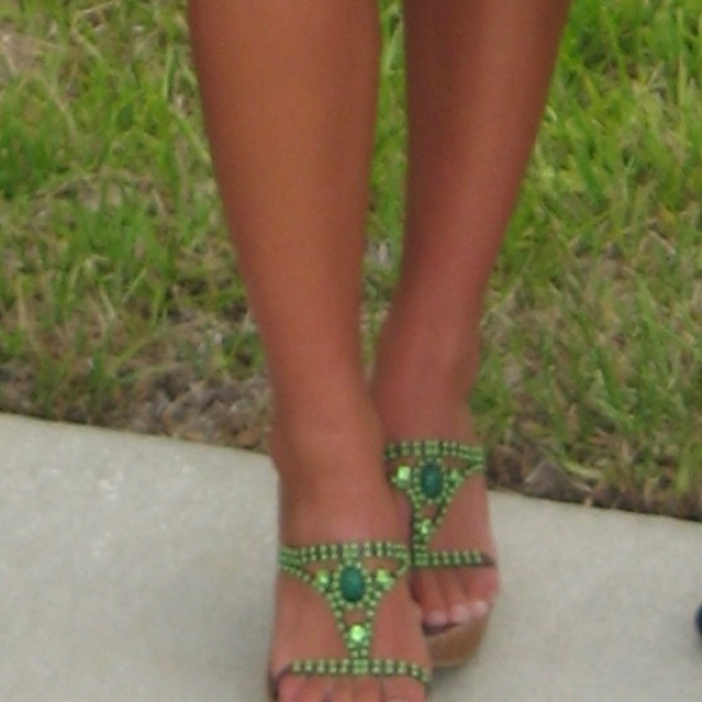 Stunning wedged sandals with jewels
